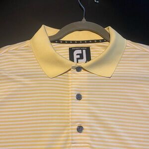 FootJoy Men's Yellow FJ Striped Polo Shirt